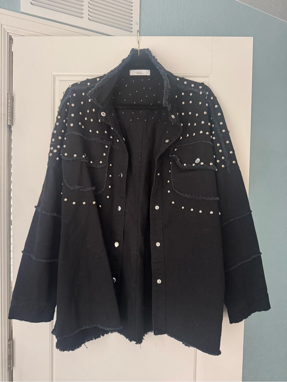 TALULAH Studded Black Oversized Jacket - Women